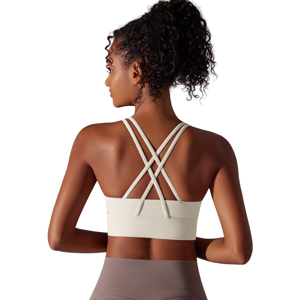 NOMV™ Women's Lightweight Breathable Seamless Medium Support Padded Sports Bra Cross Back Yoga,Jogging,Fitness