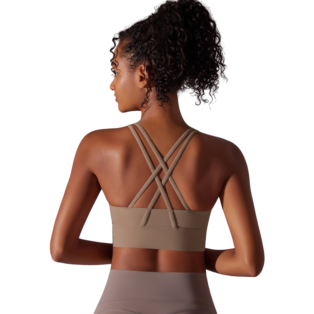 NOMV™ Women's Lightweight Breathable Seamless Medium Support Padded Sports Bra Cross Back Yoga,Jogging,Fitness