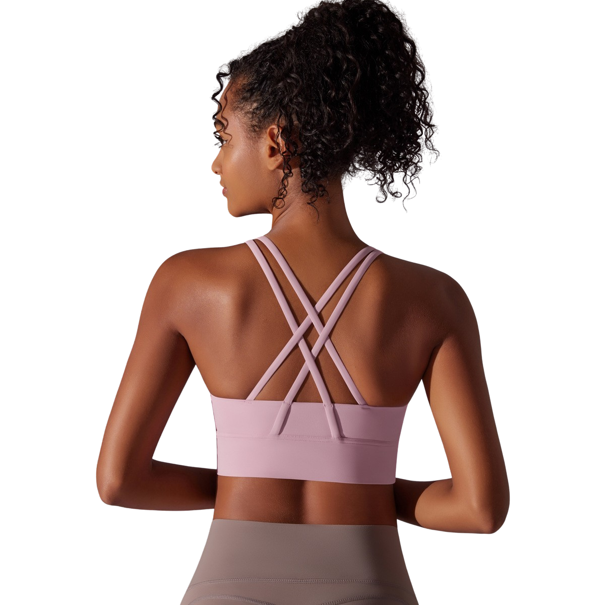 NOMV™ Women's Lightweight Breathable Seamless Medium Support Padded Sports Bra Cross Back Yoga,Jogging,Fitness
