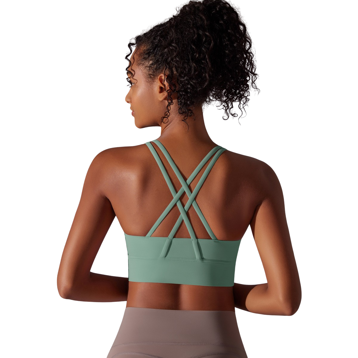 NOMV™ Women's Lightweight Breathable Seamless Medium Support Padded Sports Bra Cross Back Yoga,Jogging,Fitness