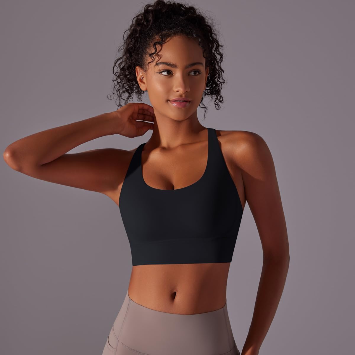 NOMV™ Women's Lightweight Breathable Seamless Medium Support Padded Sports Bra Cross Back Yoga,Jogging,Fitness